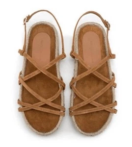 SANDALI BROCHU WALKER DAWSON ESPADRILLAS CINTURINO PELLE SCAMOSCIATA SCARPE TAGLIA 9 - Foto 1 di 8