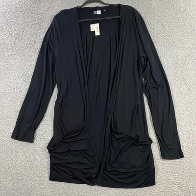 Saks Fifth Avenue Cárdigan Suéter Mujer XL Elástico Jersey Frente Abierto Negro NUEVO Foto 1 de 4