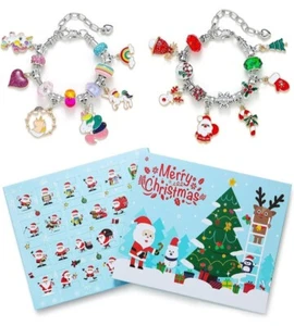 Christmas Advent Calendar Bracelets 2023 Gifts-2 PCs DIY Charm Bracelet Kits - Picture 1 of 7