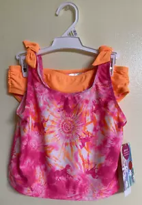 Girls Bathing Suit Pink Platinum Two Piece Size 10/12 UPF 50+ Pink Tie Dye NWT - Picture 1 of 12