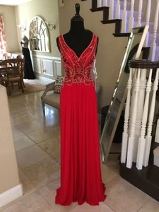 $550 NWT RED JOVANI PROM/PAGEANT/FORMAL DRESS/GOWN #31416 SIZE 2 - Picture 1 of 5