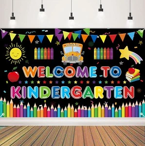 Kindergarten First Day of School Party Backdrop Welcome to Kindergarten Banner - Picture 1 of 4