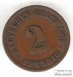 German Empire Jägernr: 2 1876 F Bronze fine 1876 2 Pfennig smaller Imperial Eagl - Picture 1 of 1