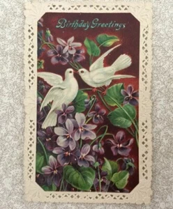 ANTIGUA POSTAL RARA BORDE DE ENCAJE 1910 TARJETA POSTAL VINTAGE - Imagen 1 de 2