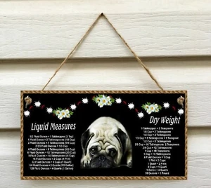MOPS HUND #2 - Schild mit praktischer Küchen-Umbaukarte * Trocken- & Flüssigkeitsmaße - Bild 1 von 2