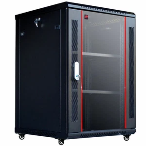 18U 24" deep Wall Mount Network Server Rack Cabinet - PDU - 2 Shelves Fan Wheels - Picture 1 of 11