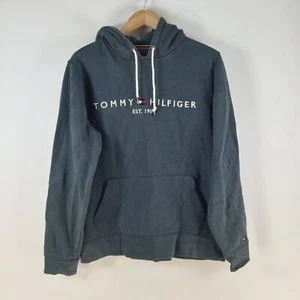 Tommy hilfiger mens jumper hoodie size L teal green long sleeve cotton 109835 - Picture 1 of 10