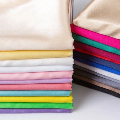 Shiny Satin Fabric Plain Cloth Faux Silk Craft cloth Dress Material Sewing DIY - Image 1 of 4
