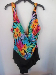 CATALINA~Multi Color TROPICAL ONE PIECE SWIMSUIT BATHING SUIT~Women's 10 - Picture 1 of 3