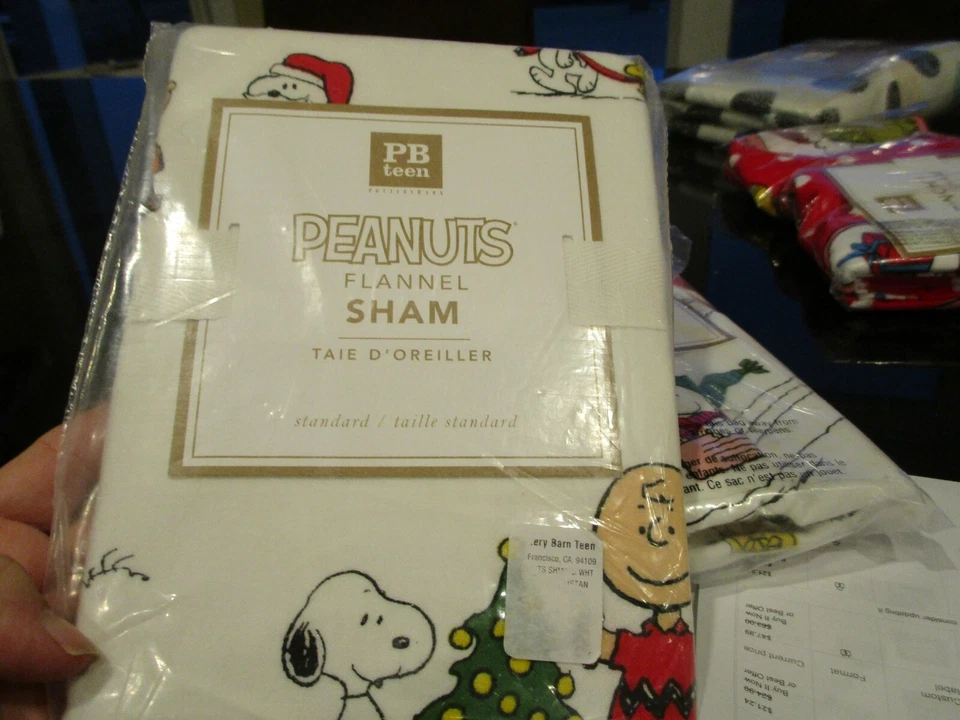 Pottery Barn Teen Peanuts Franela Falsa Navidad Estándar Nuevo con etiqueta Foto 1 de 1