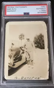 1930s BABE RUTH TYPE 1 PHOTO ORIGINAL SNAPSHOT BY CAR NY YANKEES 3.5x2.5 PSA - Picture 1 of 4