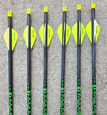 26" Victory Mamba Carbon Fiber Arrows 400 Spine Yellow/White Vanes (Set of 6) - Image 1 of 3