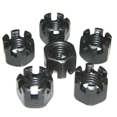  [XM] GB58 Black Carbon Steel Hexagonal Slot Nuts-Fine Pitch Thread M6-M48 • 15.59£
