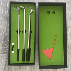Mini Golf Club Putter Ballpoint Pen Golfers Gift Box Set Desktop Decoration - Picture 1 of 4