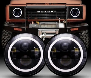 0030 SUZUKI SAMURAI SJ410 FARI ANTERIORI LED CON LUCI DIURNE ANGEL EYES - Imagen 1 de 12