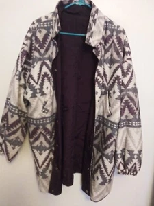 3X ~ Western Faux Wool Jacket REVERSIBLE Womens PLUS - Picture 1 of 7
