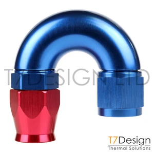 AN10 180 Degree PTFE Full Flow Braided Hose Fitting -10 JIC Red/Blue - Picture 1 of 1