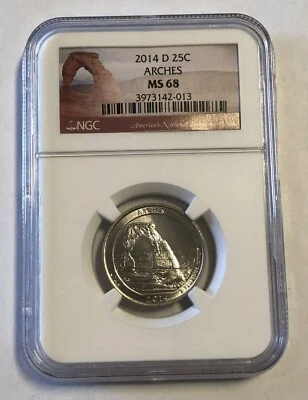 2014 D Arches America the beautiful national parks Washington Quarter NGC MS68 - Image 1 of 2