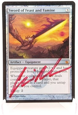 Mtg - Mirrodin Besieged - Sword of Feast and Famine - Artist Signature - MP Foil - Image 1 of 2