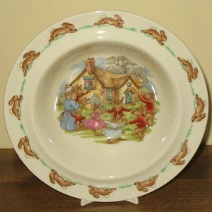 Bunnykins Baby Bowl Rabbits Playing Ring Around Rosey Royal Doulton Bone China - Bild 1 von 5