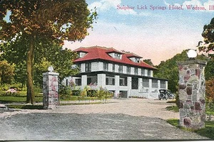 Cartolina d'epoca WEDRON IL Sulphur Lick Springs Hotel mai usata  - Foto 1 di 1