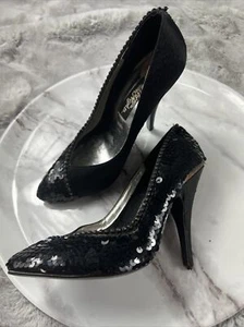 Retro Vintage 1980’s Sparkling Black Sequin Pumps Wild Nights Size 5M Women’s - Picture 1 of 16