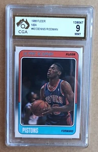 Dennis Rodman RC Rookie Fleer 1988/89 - NBA Card #43 - CGA 9 MINT not PSA - Picture 1 of 2