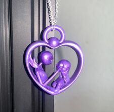 Nightmare Before Christmas Necklace Jack and Sally Heart pendant 20 silver chain