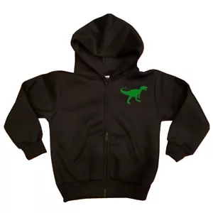 Kid Youth size Dinosaur Tyrannosaurus T-Rex Jacket zip up zipper Hoodie BLACK - Picture 1 of 3