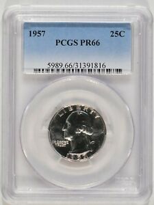 1957 Proof Washington Silver Quarter 25c PCGS PR66 31391816