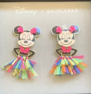 Disney x Baublebar Minnie Mouse Hula Hawaiian Dancer earrings Multi Color NEW - Picture 1 of 3