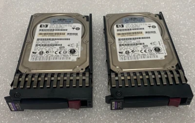 Lot of 2x HP 438628-002 DG146A3516 146GB 10K RPM 16MB SAS 2.5" Hard Drive w/tray - Image 1 of 2