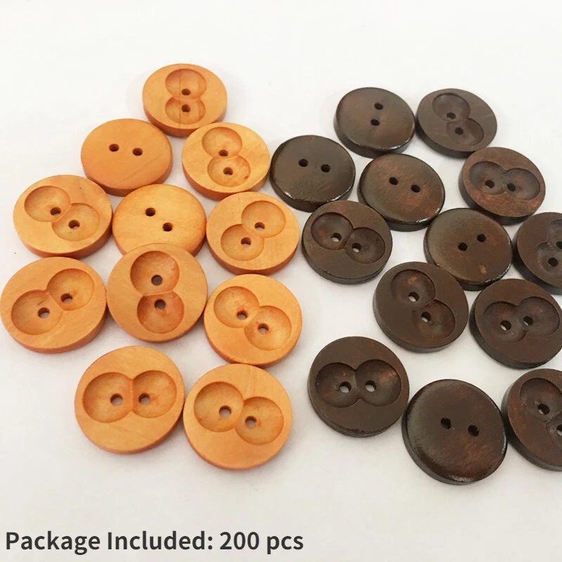 Wooden Round Buttons Triangle Flower Pattern 2-4 Holes Craft Sewing Closures - Image 1 of 1