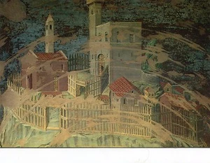 POSTAL de color A Castle•por pintor sienés del siglo XIV•4x6 - Imagen 1 de 1