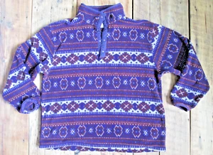 Vintage L.L. Bean Herren XL Pullover Fleecejacke Druckknopf Lila Geometrisches Design - Bild 1 von 13