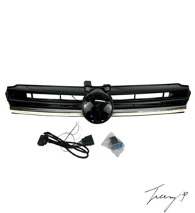 Volkswagen Golf MK7.5 2017-2021 Front Grille with LED Light R Look Gloss Black - Picture 1 of 4