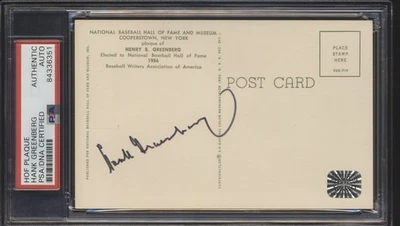 Hank Greenberg Autographed MLB Hall Of Fame Postcard Tigers - Image 1 of 2