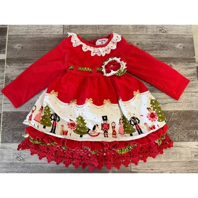 Vestido de Natal Counting Daisies quebra-nozes vermelho roupa de festa de fim de ano 24M - Imagem 1 de 4