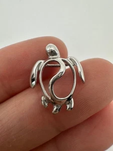 14k massiver Weißgold Hawaii Ying Yang Schildkröte Anhänger - Bild 1 von 7