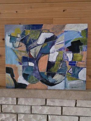  Pintura Expresionista Abstracta Original Mediados de Siglo Estilo Moderno Modernista Foto 1 de 2