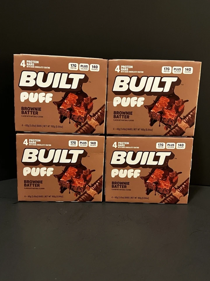 (16 Barras) CONSTRUIDO Brownie Batter Puff Barra de Proteína de Malvavisco - Dieta Ceto Baja en Carbohidratos Foto 1 de 1