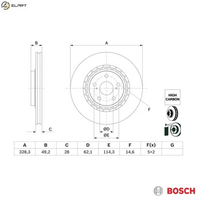 2x BRAKE DISC 0 986 479 G63 FOR LEXUS TOYOTA HIGHLANDER/KLUGER RAV/IV/VAN 2.0L - Image 1 of 4