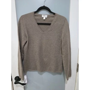 Charter Club 100% Cashmere V-Neck Sweater Brown Medium Soft Classic - Picture 1 of 9
