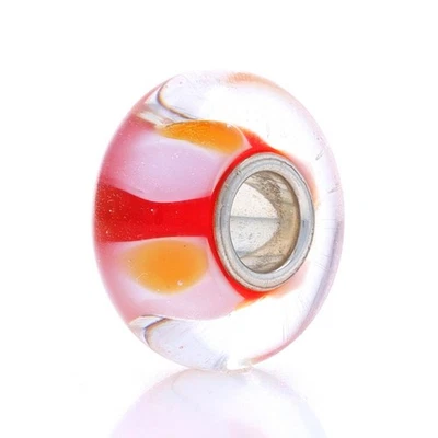 Dije de vidrio Trollbeads rojo, naranja, rosa y blanco - cuentas de rayas de ley 925 Foto 1 de 4