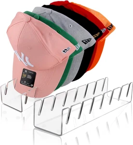 Hat Stand for Baseball Caps 2 Pack No Install Acrylic Hat Organizer for 14 Caps  - Picture 1 of 12
