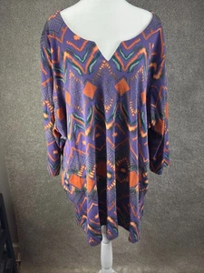Roamans Womens Tribal Southwestern 1/4 Sleeve Top 4X 34/36 Boho Mature Artsy - Picture 1 of 10