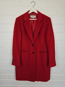 Hobbs Tilda Coat Size 16 Bright Red Wool Overcoat Jacket Smart Formal Occasion - Picture 1 of 20