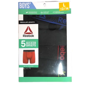 Boys Performance Boxer Briefs Reebok Size Large 12/14 Black 5 Pack New in Box - Picture 1 of 2