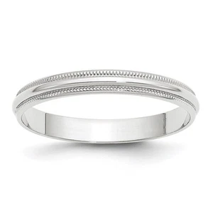 10k White Gold 3mm Lightweight Milgrain Half Round Wedding Band Ring Size 8.5 - Picture 1 of 5