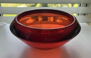 Schwere Glasschale 8 Zoll gebrannt orange rot Murano Stil - Bild 1 von 6